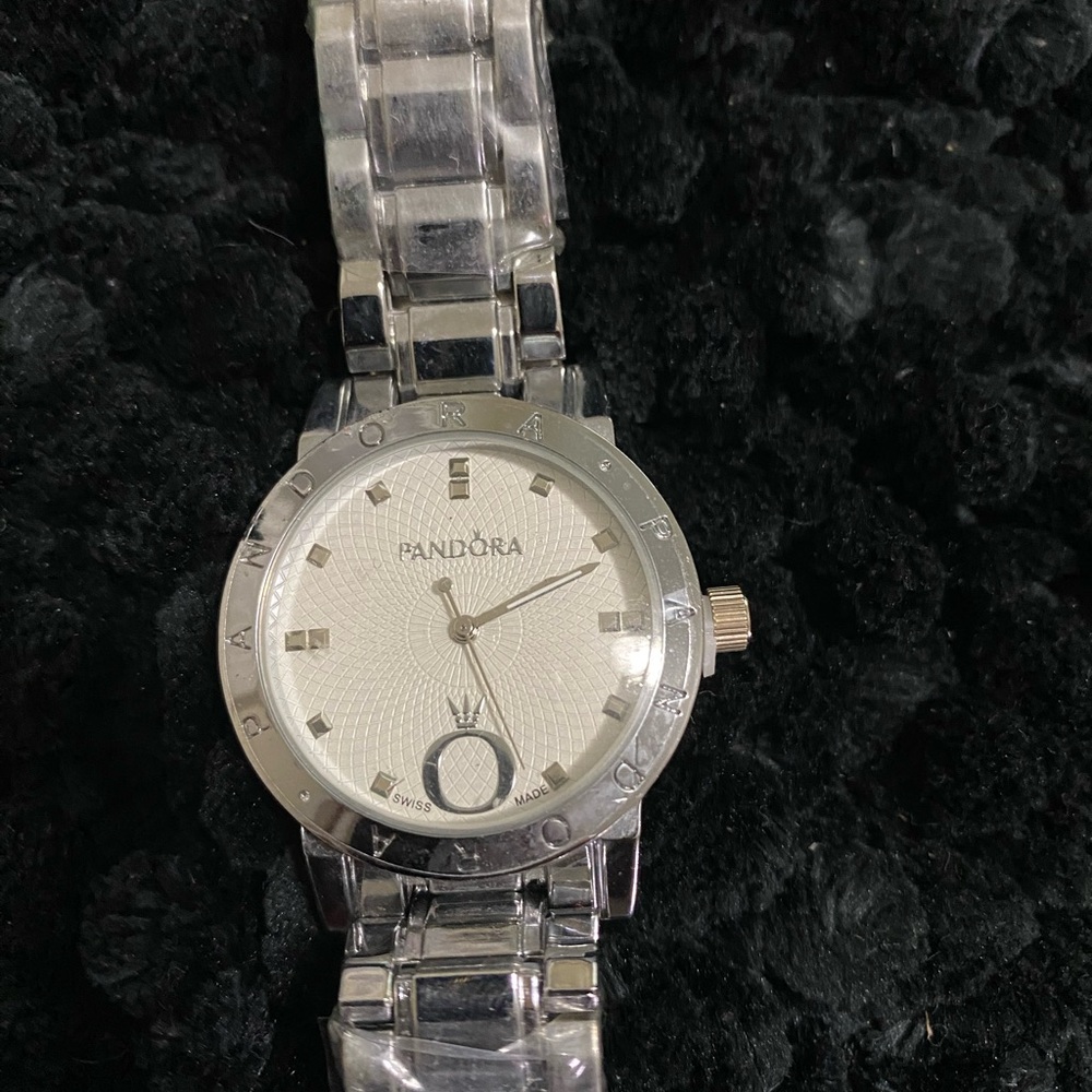 Pandora Silver Watch with Textured White Dial